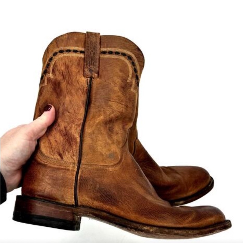 Lucchese 2000 Boots Mens 9 Mad Dog Brown Goat Leather Roper T0121C2